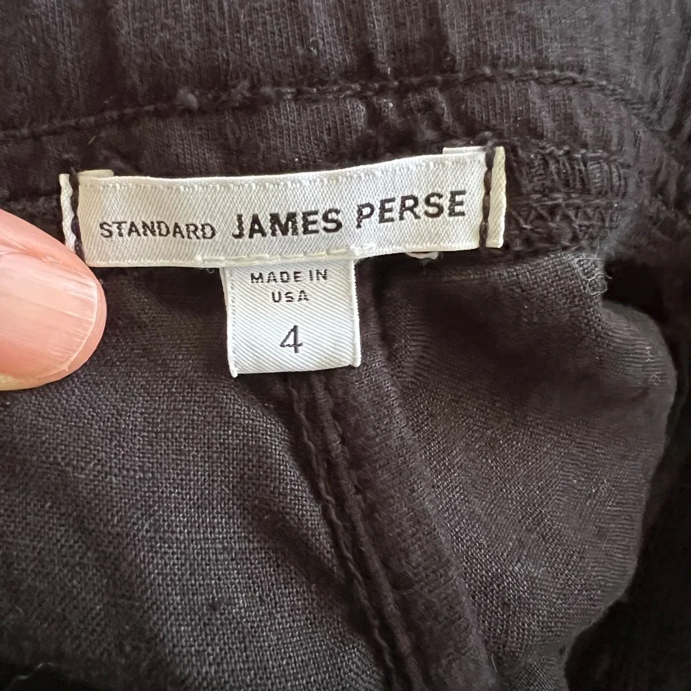 James Perse Black Linen Pull-On Pants Elastic Waist XL